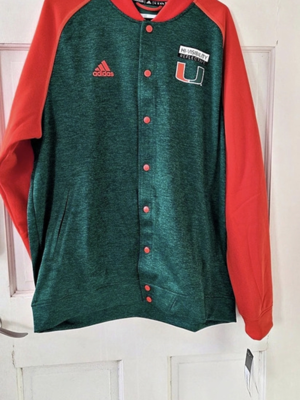 adidas M University Of Miami Hurricanes Jacket XL NWT